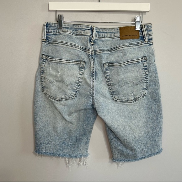 American Eagle Outfitters Light Blue Distressed Raw Hem Denim Shorts Men’s 30 - Picture 3 of 5